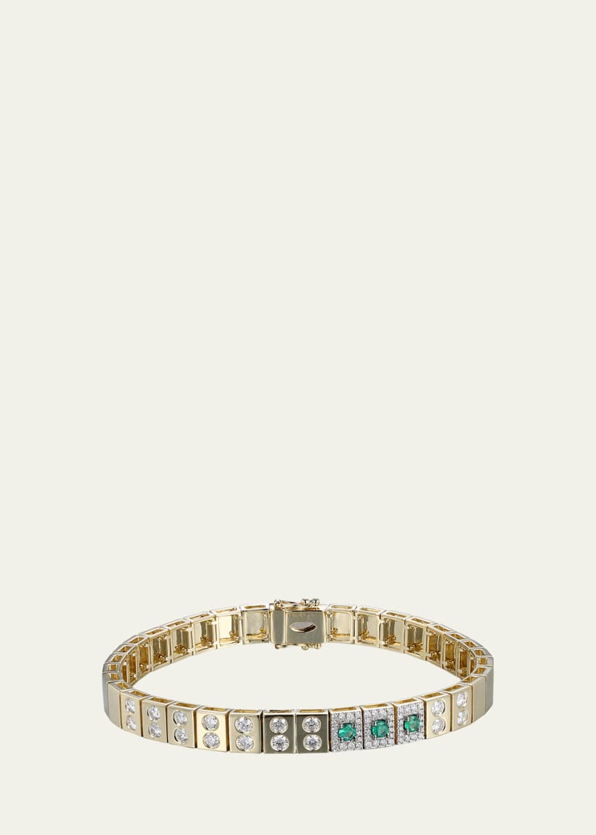 TYPE JEWELRY 14K Yellow Gold l'Ego ID Emerald and Diamond Tennis Bracelet