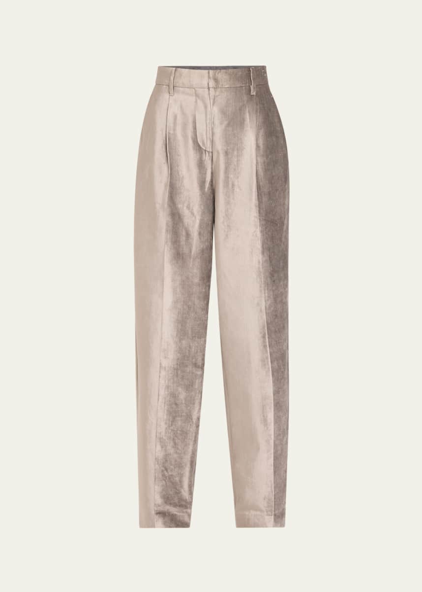 Brunello Cucinelli Sleek Velvet Loose Straight Pants