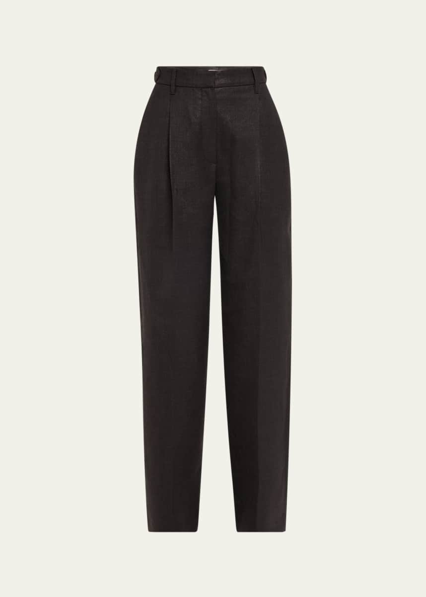 Brunello Cucinelli Sparkling Straight Leg Wool Tailor Pants