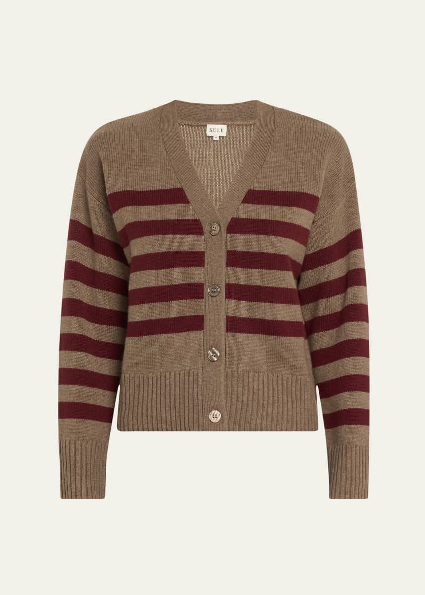 Kule The Raffa Striped Wool-Cashmere Cardigan