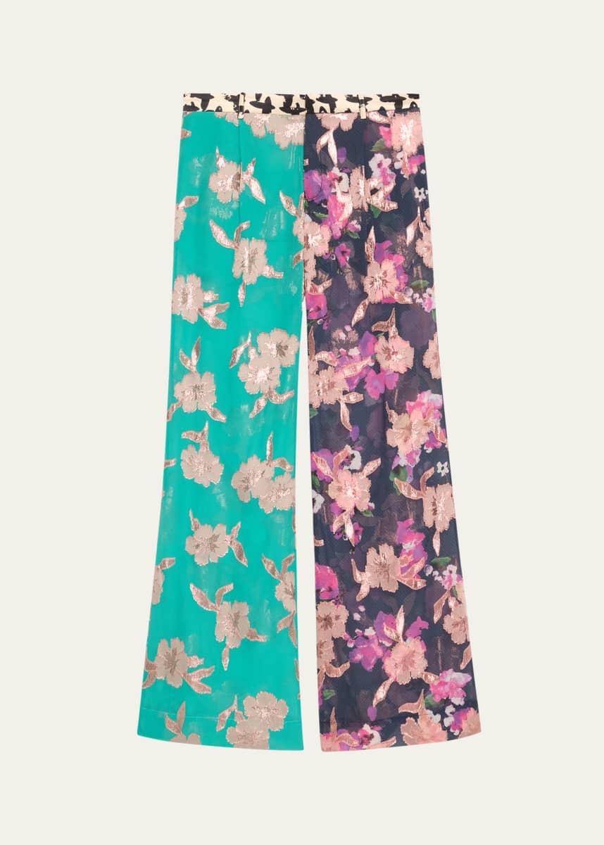 HARBISON Apollo Mixed Print Wide Leg Pants