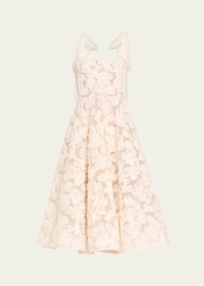 Bronx and Banco Sabrina Lace Midi Dress with Bow Details