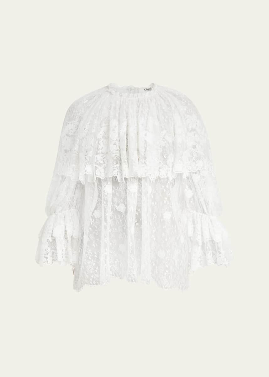 Chloe Ruffled Floral Lace Top