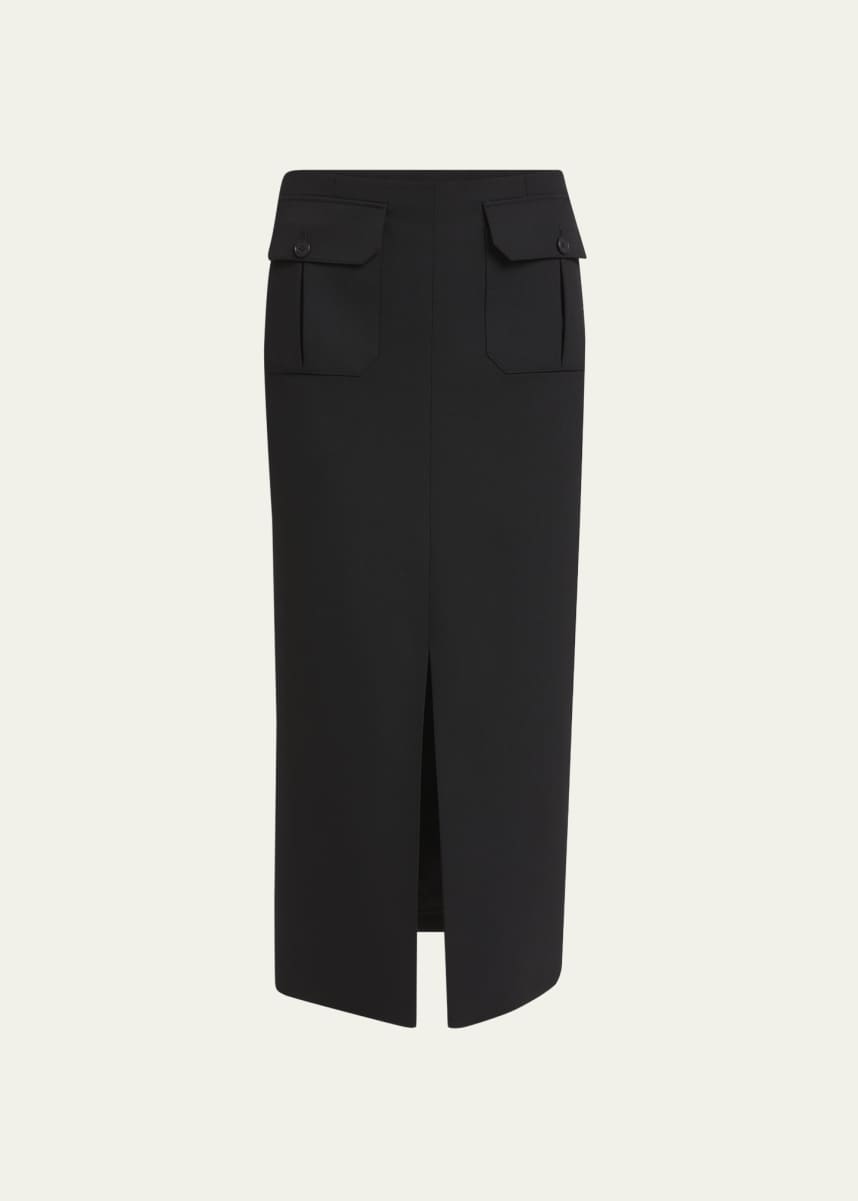 Chloe Pencil Wool Grain De Poudre Skirt