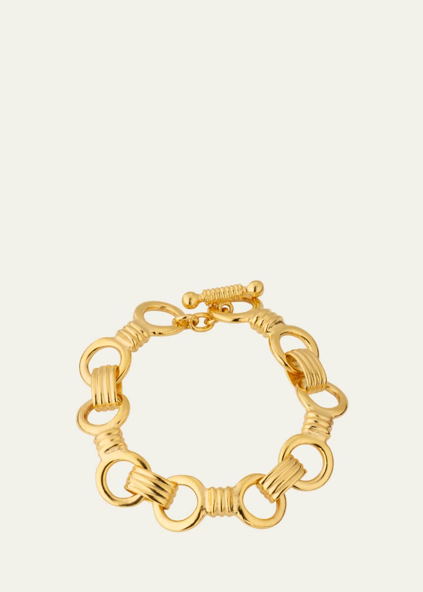 Ben-Amun Gold Plated Nuts and Links Bracelet, 7.5"L