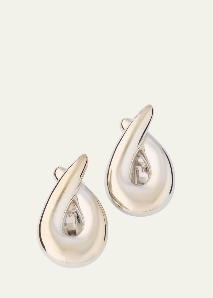 Ben-Amun Silver Plated Clip Earrings, 3.5"L