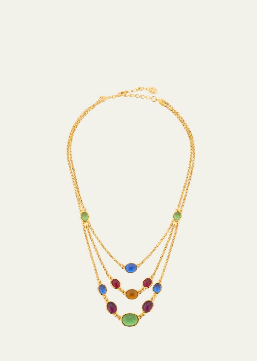 Ben-Amun Gold Plated Chain Necklace with Multicolor Glass Stones, 17"L