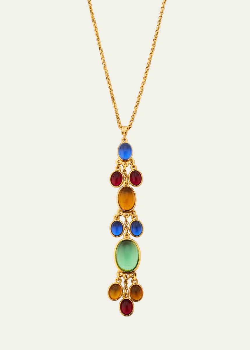 Ben-Amun Gold Plated Chain Necklace with Multicolor Glass Stones, 28"L