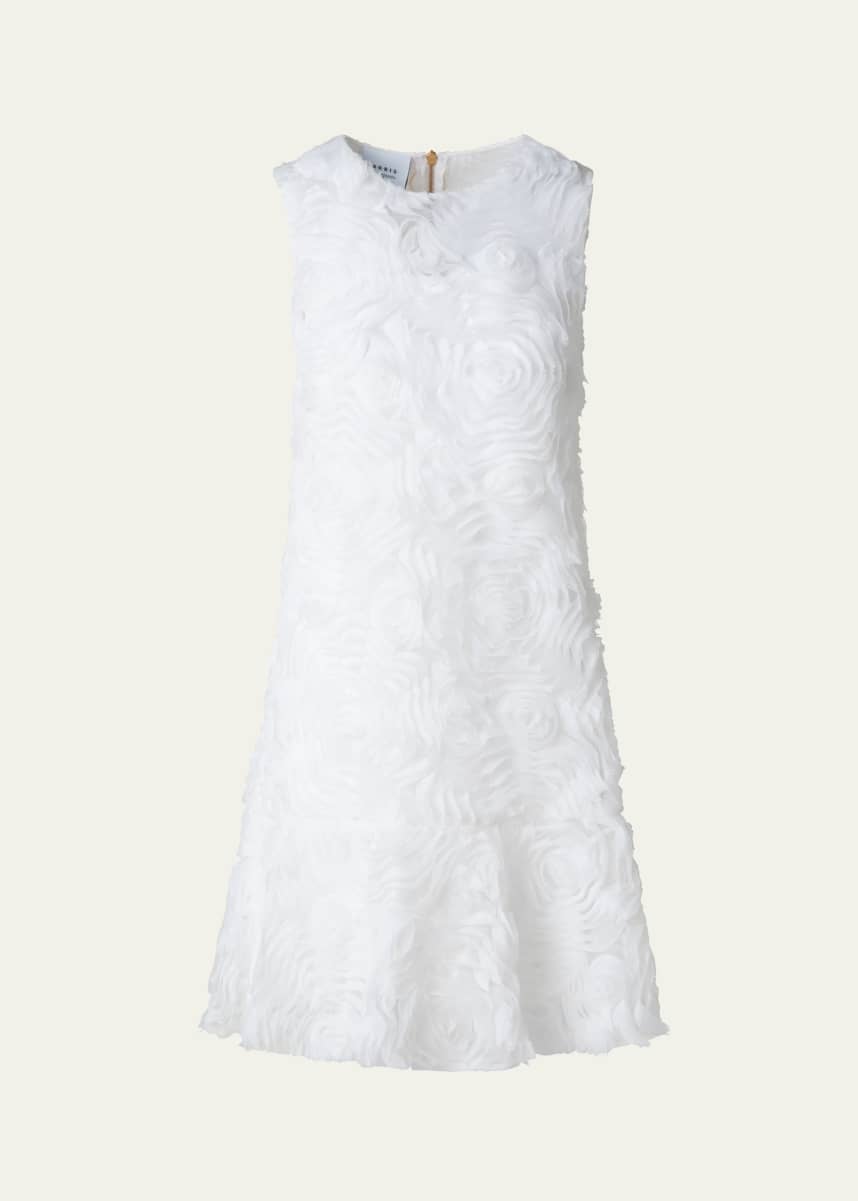 Akris punto 3D Carnation Tulle Embroidered Sleeveless Dress