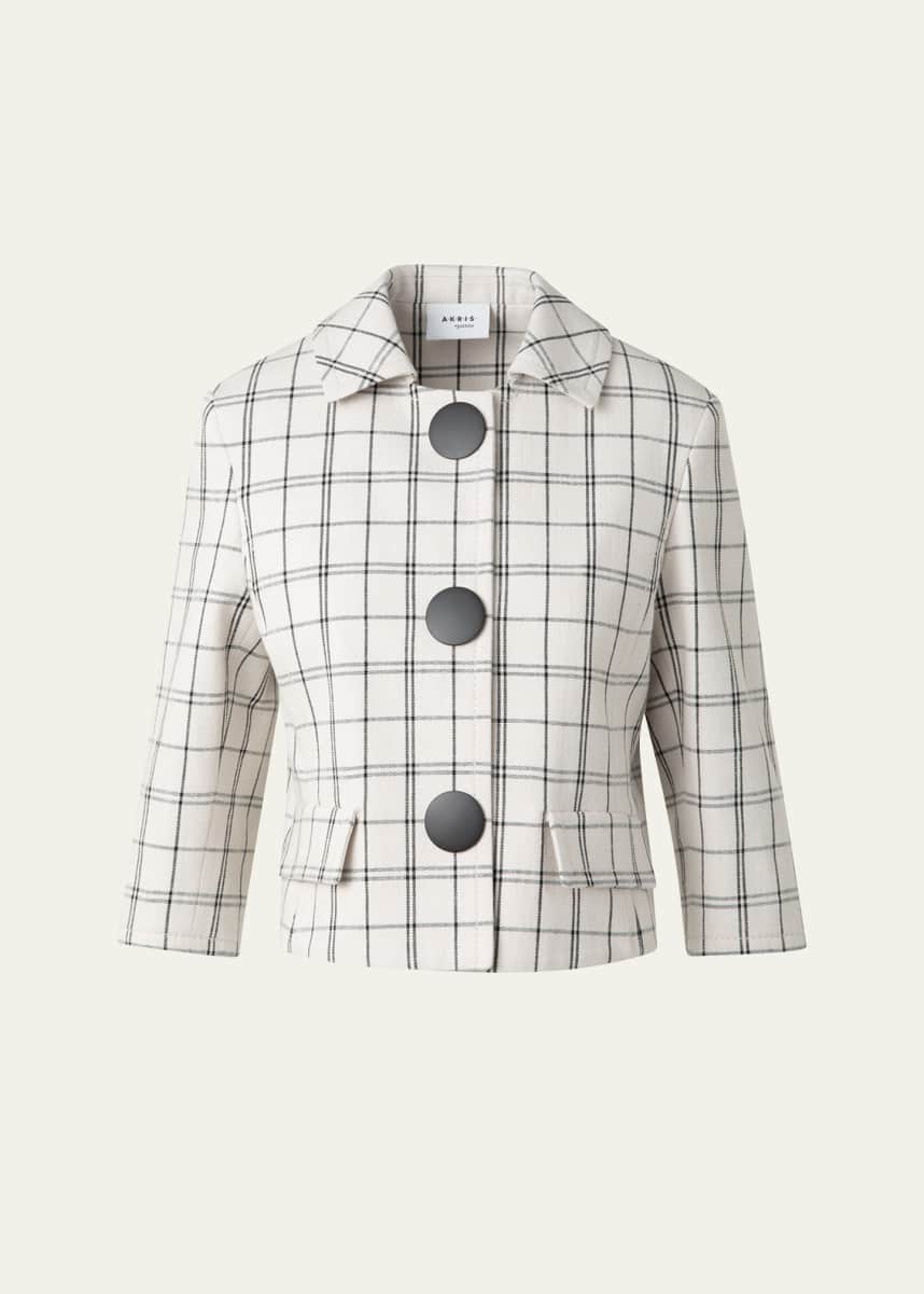 Akris punto Check Cashew Denim Cropped Jacket