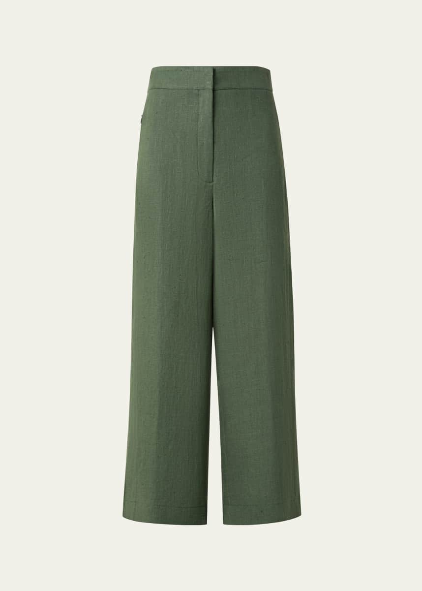 Akris punto Filip Washed Raw Linen Straight-Leg Crop Pants