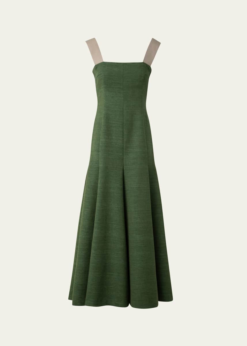 Akris punto Fit-Flare Indian Silk Midi Dress