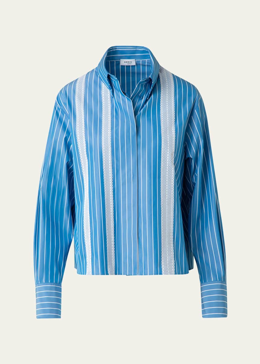 Akris punto Striped Cotton Poplin Button-Down Shirt