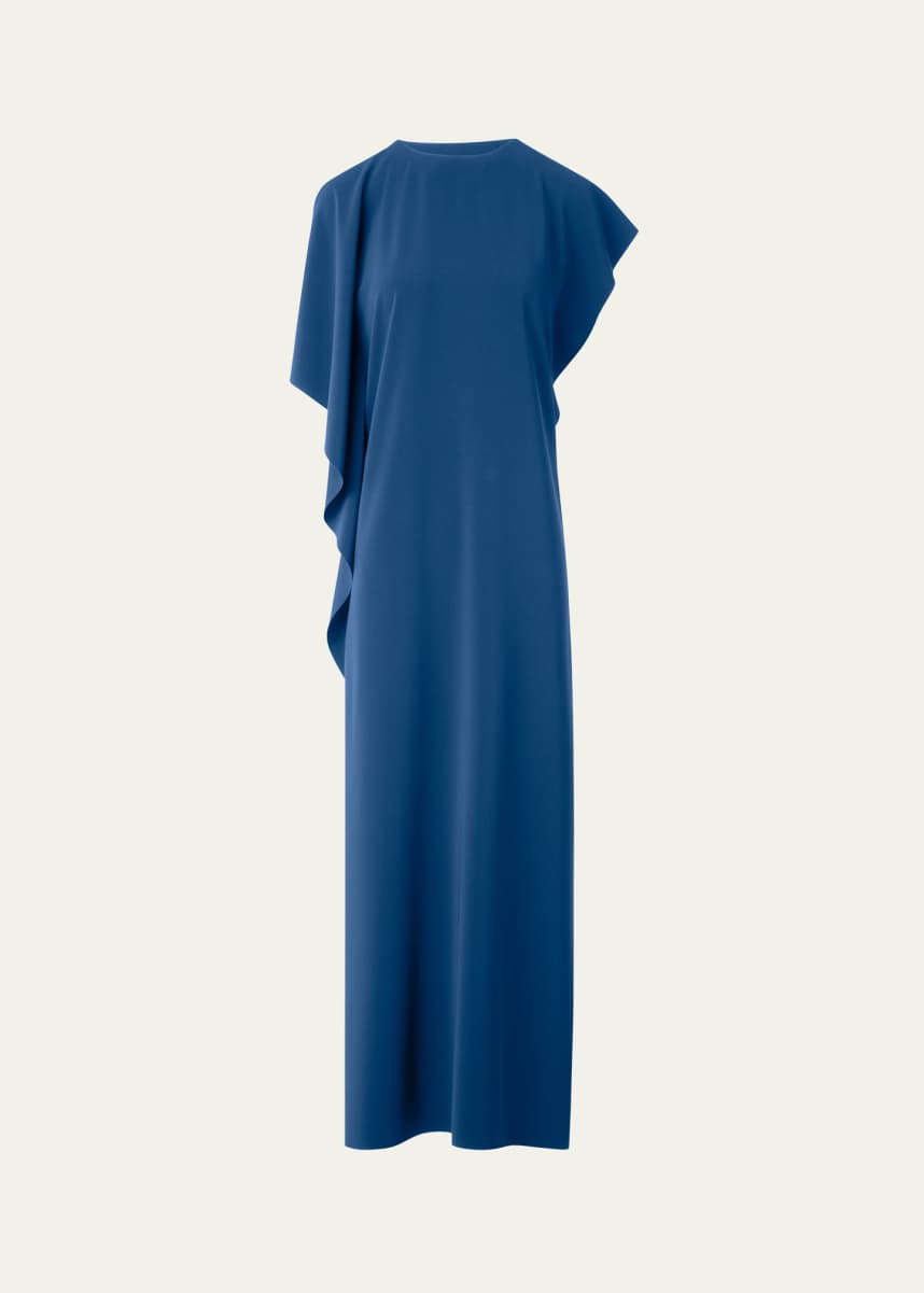 Akris punto Lasercut Off-Shoulder Drape Midi Dress