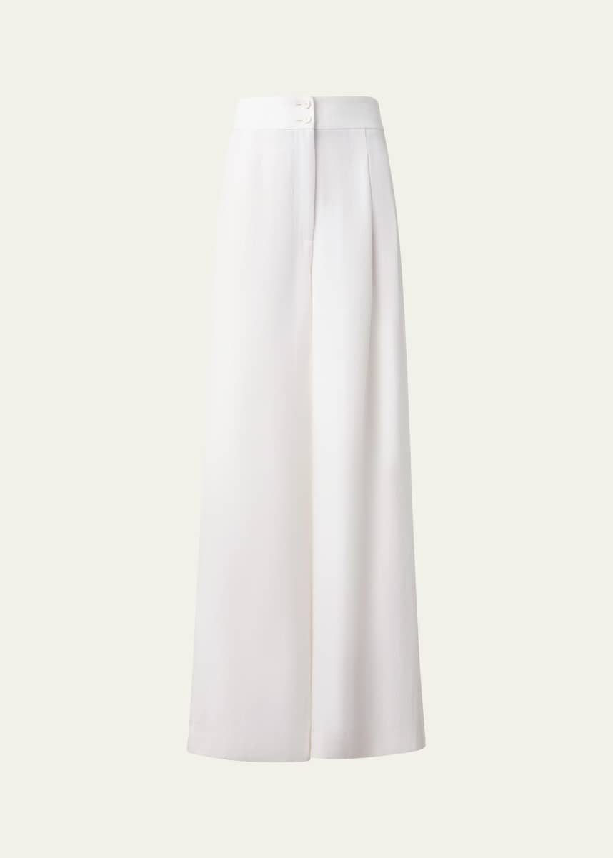 Akris punto Florence Pleated Linen Wide-Leg Pants