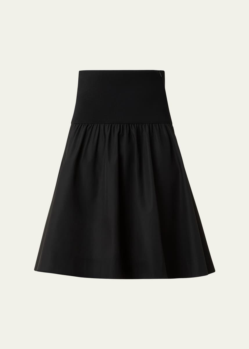Akris punto Wide Waistband Cotton Poplin Skirt