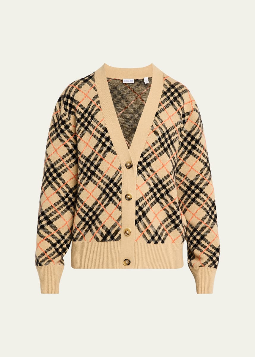 Burberry Check Jacquard Cashmere Cardigan