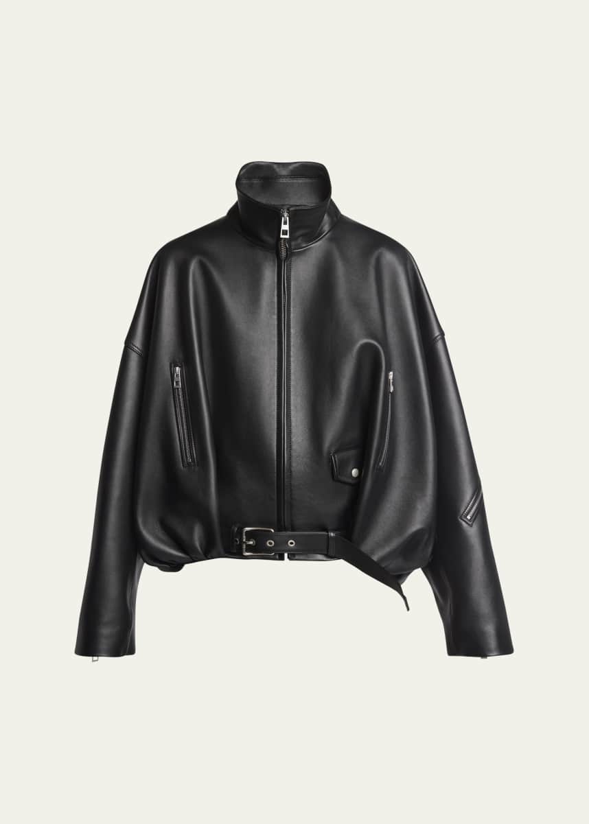 Loewe Leather Balloon Jacket with Zipper Detail