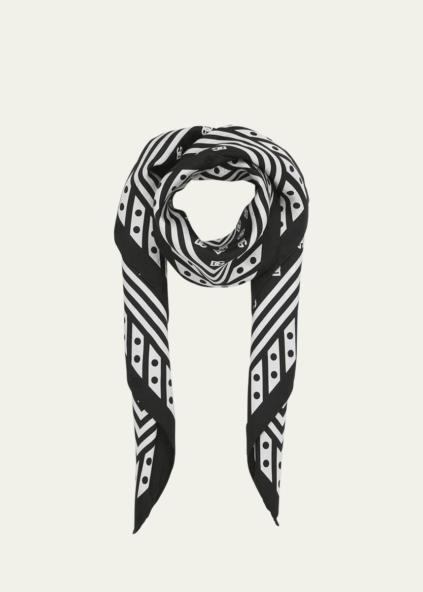 Dolce&Gabbana All-Over DG Polka-Dot Silk Square Scarf