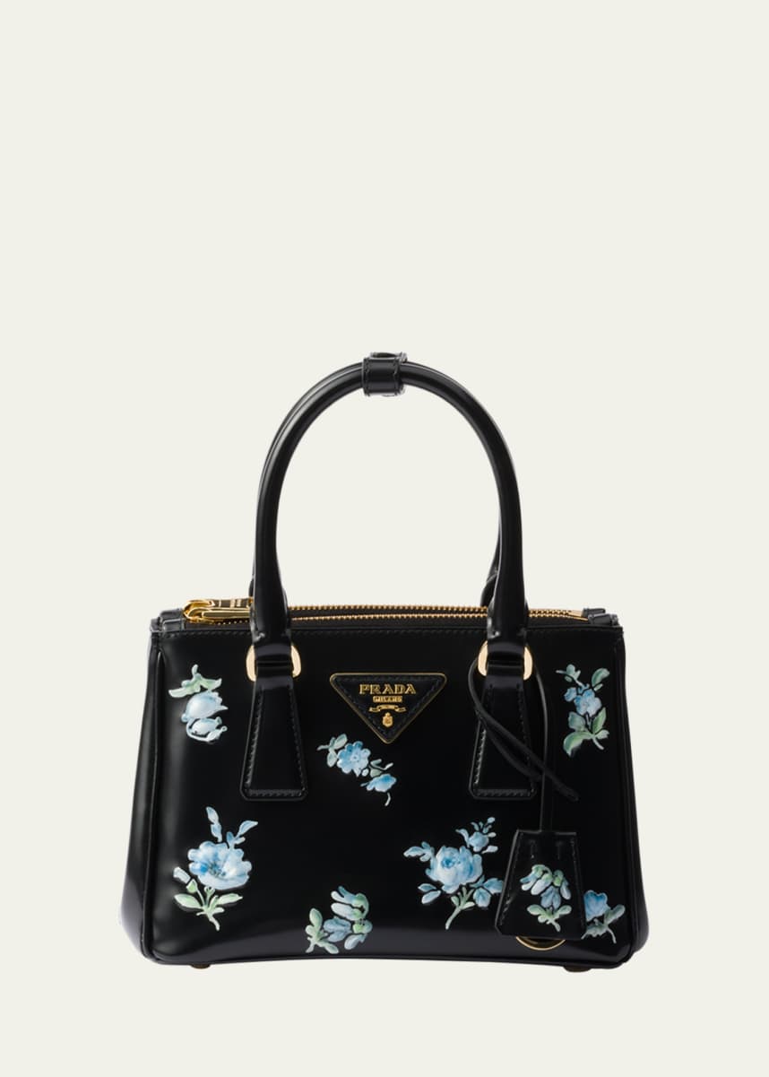 Prada Galleria Floral Leather Top-Handle Bag