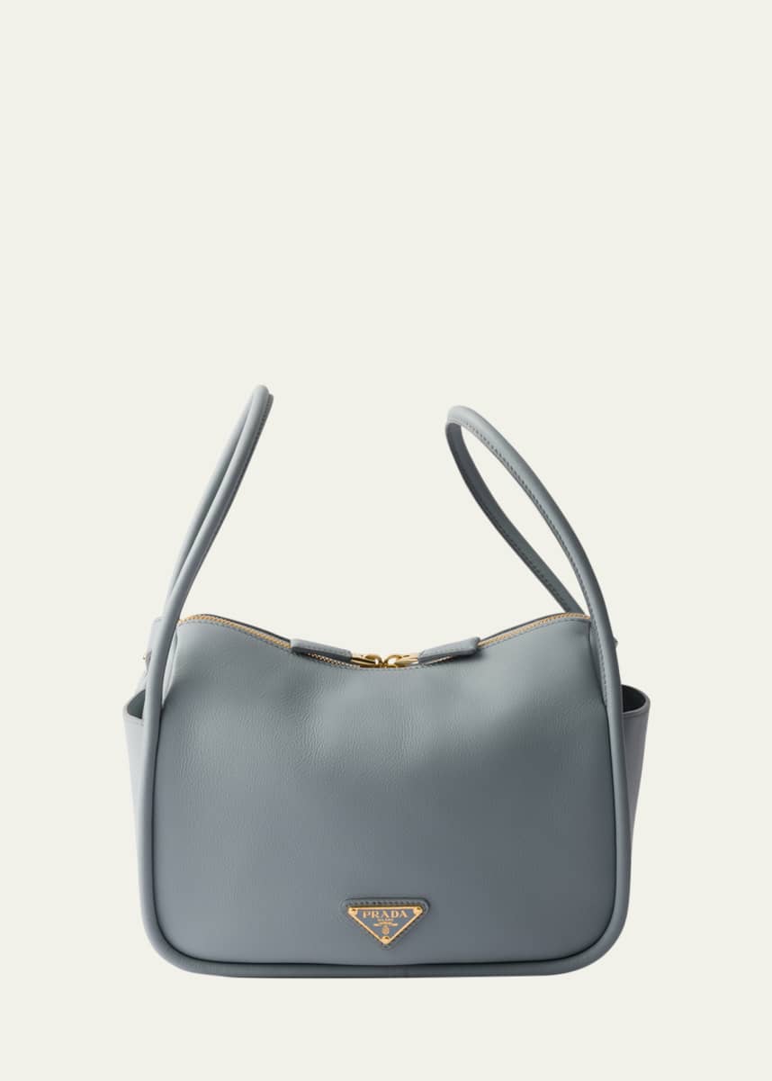 Prada Flou Zip Leather Top-Handle Bag