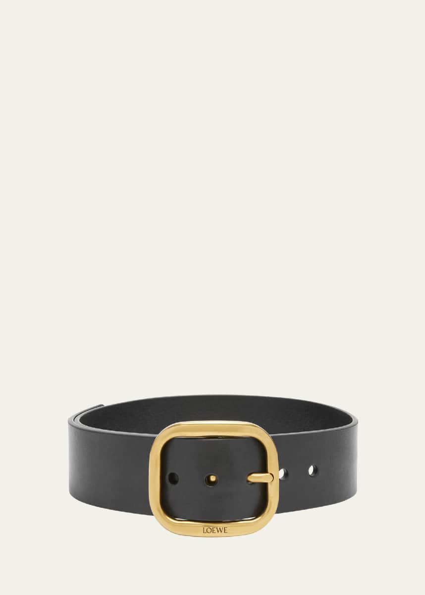 Loewe Curved Buckle Leather Belt