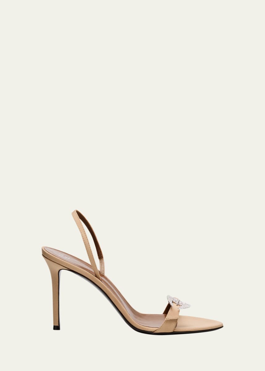 Giuseppe Zanotti Marielena Silk Crystal-Buckle Slingback Sandals