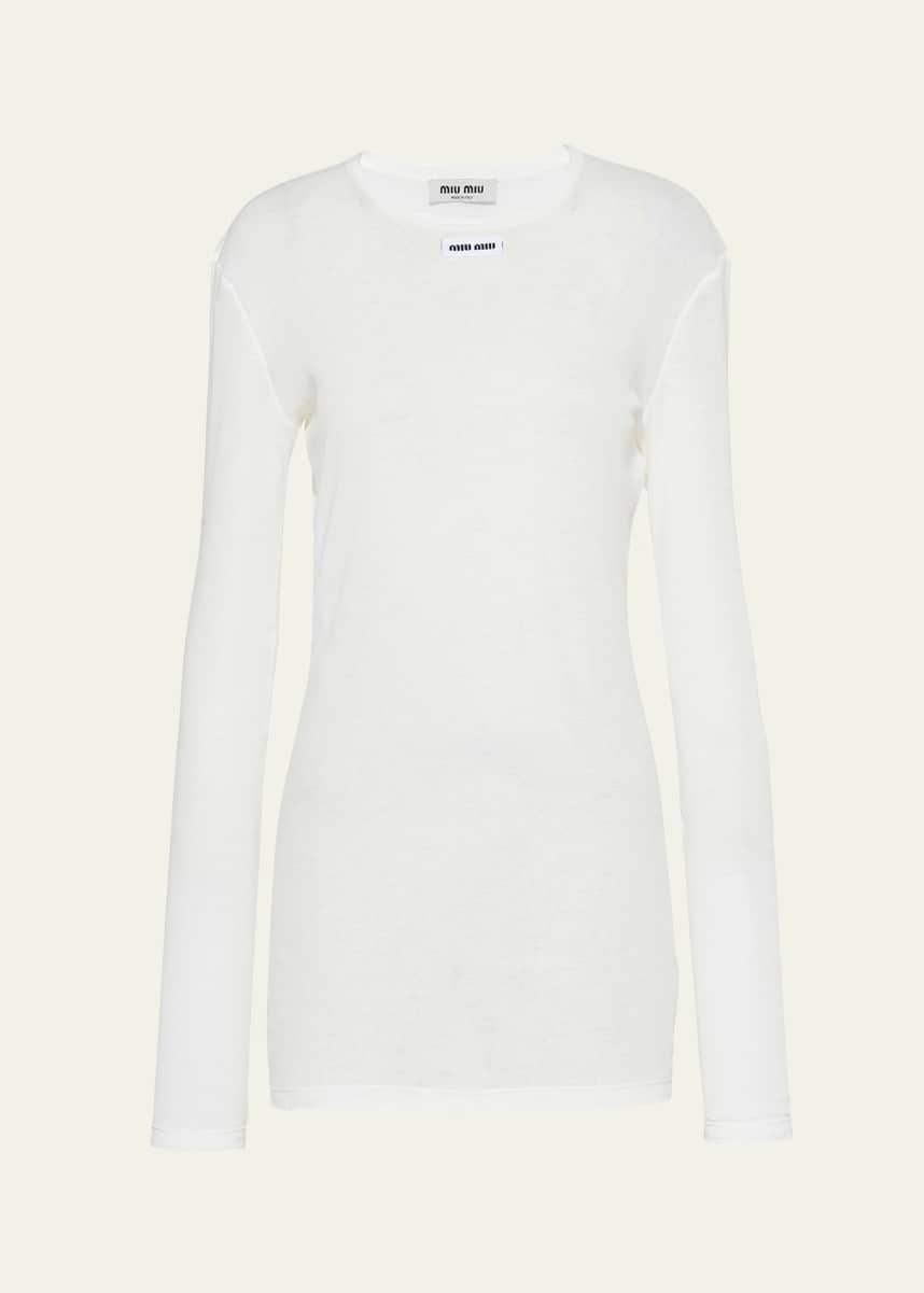 Miu Miu Long-Sleeve Fitted Mini Dress