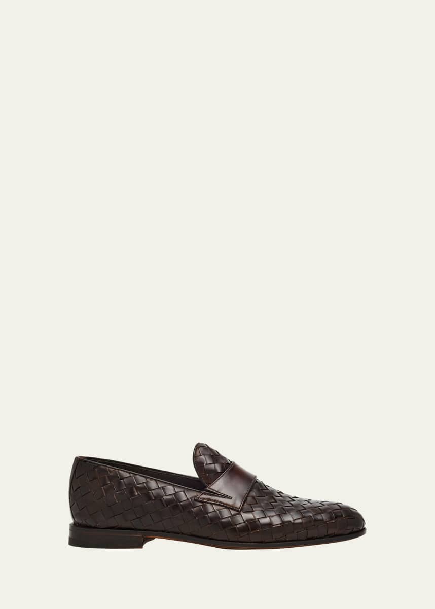 Bontoni Men's Attraente Woven Leather Penny Loafers