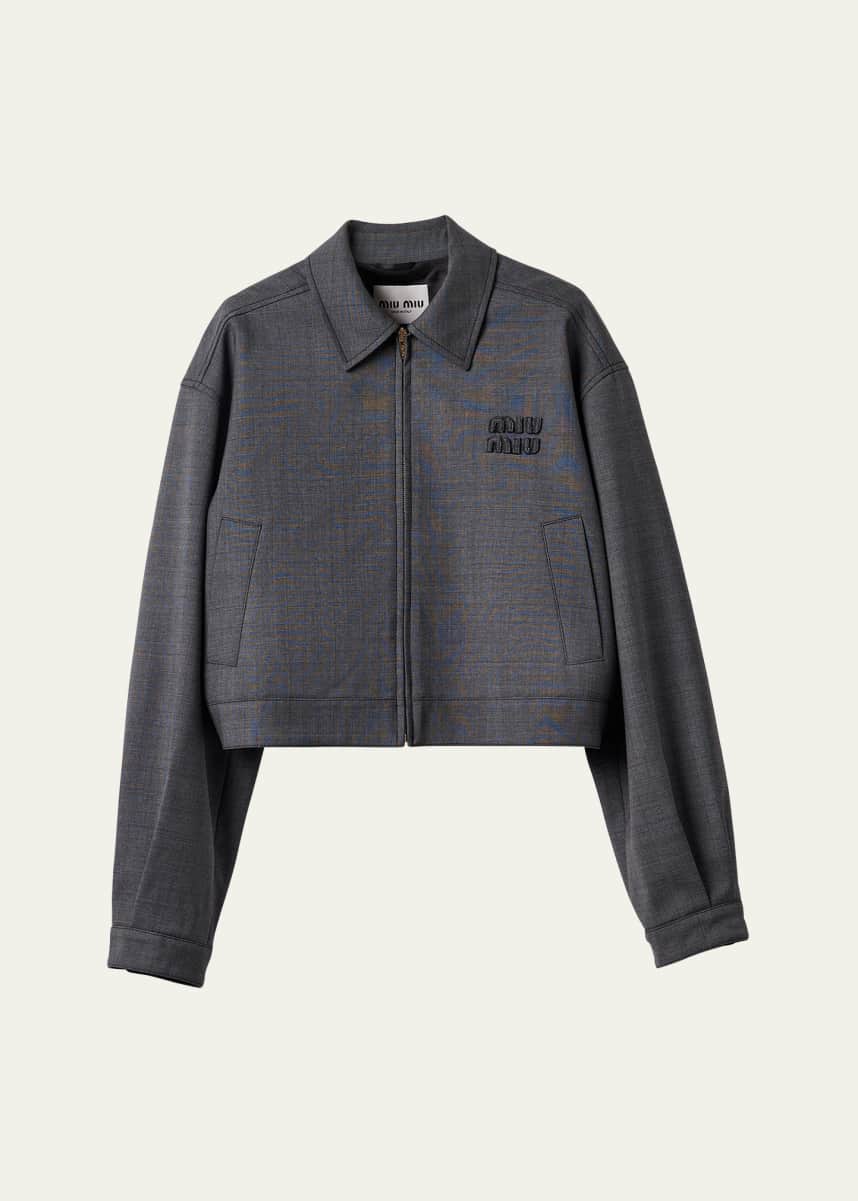 Miu Miu Long-Sleeve Zip Up Wool Jacket