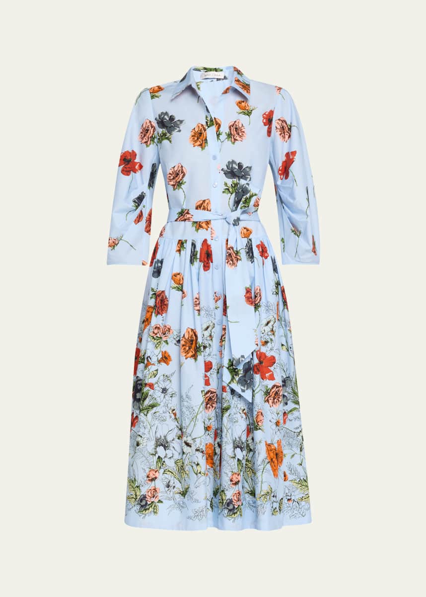 Cara Cara Raya Floral 3/4-Sleeve Midi Shirtdress
