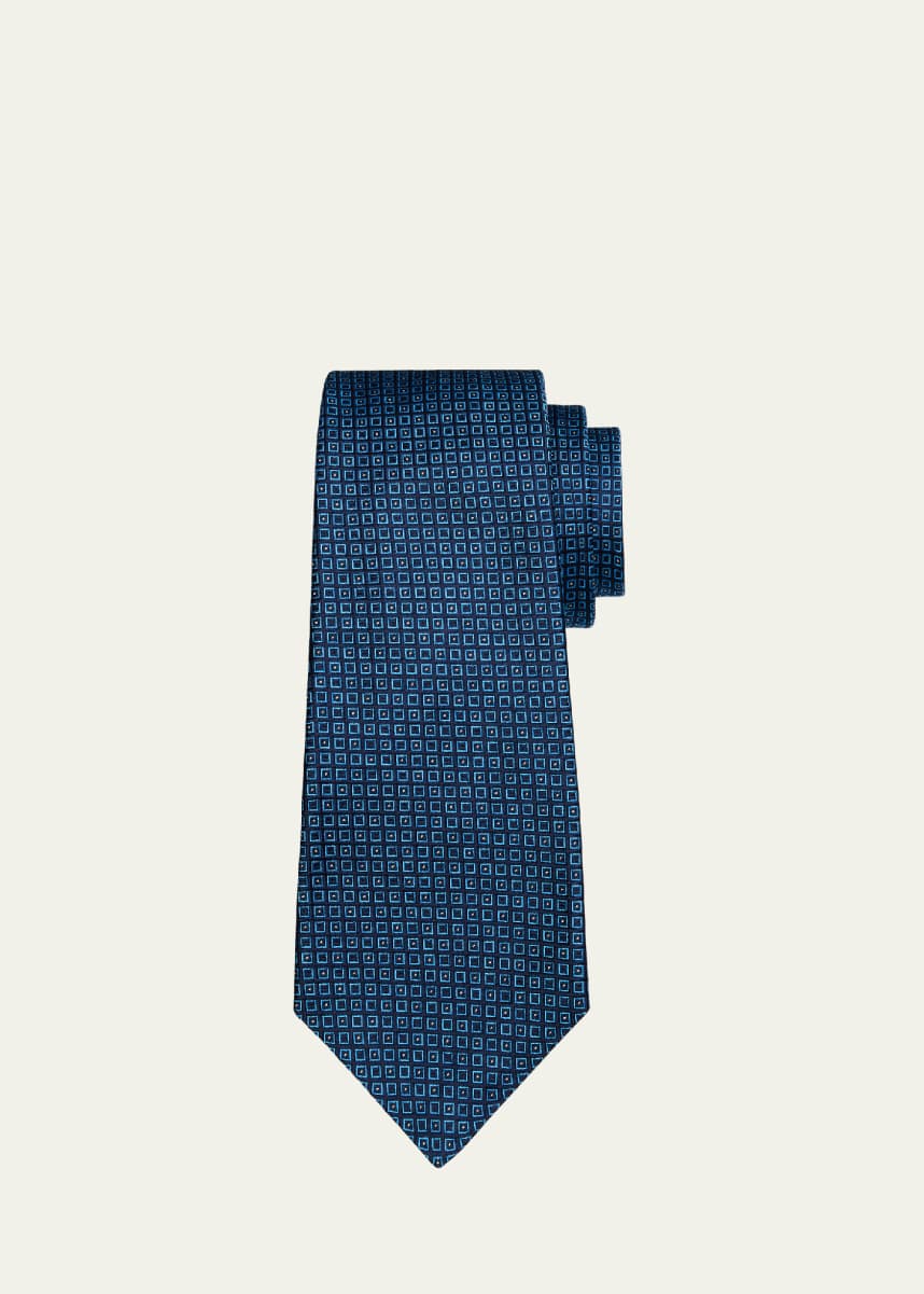 Kiton Men's 7-Fold Mini Square Silk Tie