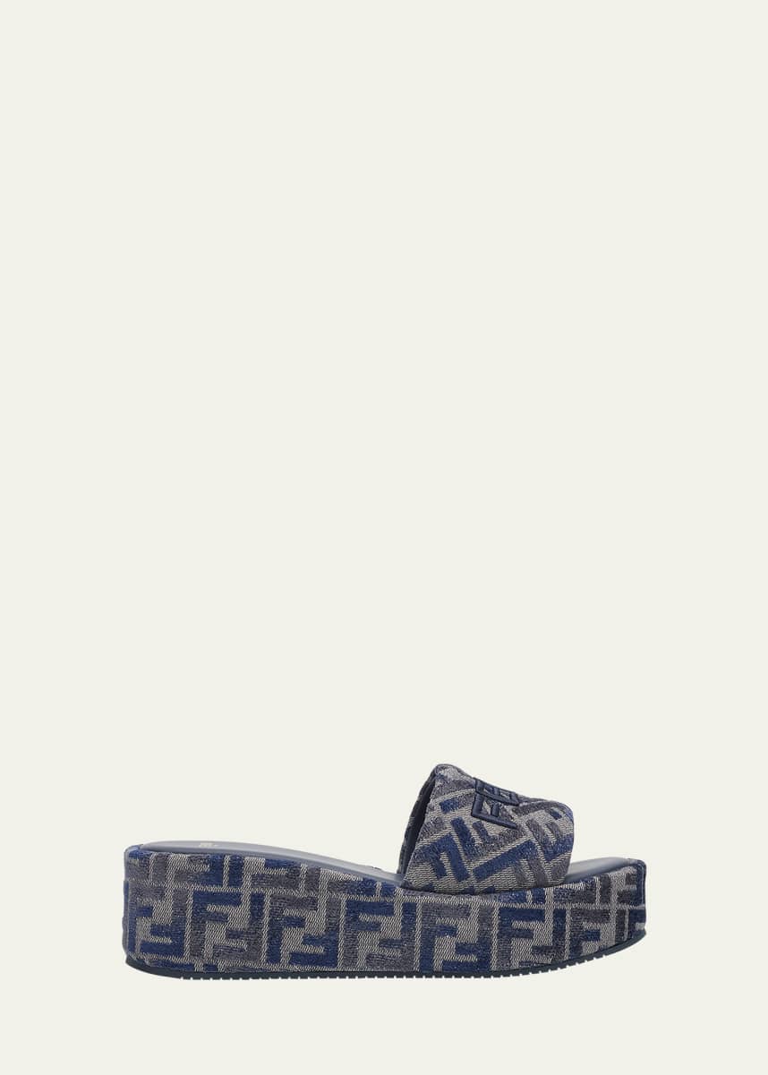 Fendi Sunshine FF Chenille Jacquard Platform Sandals