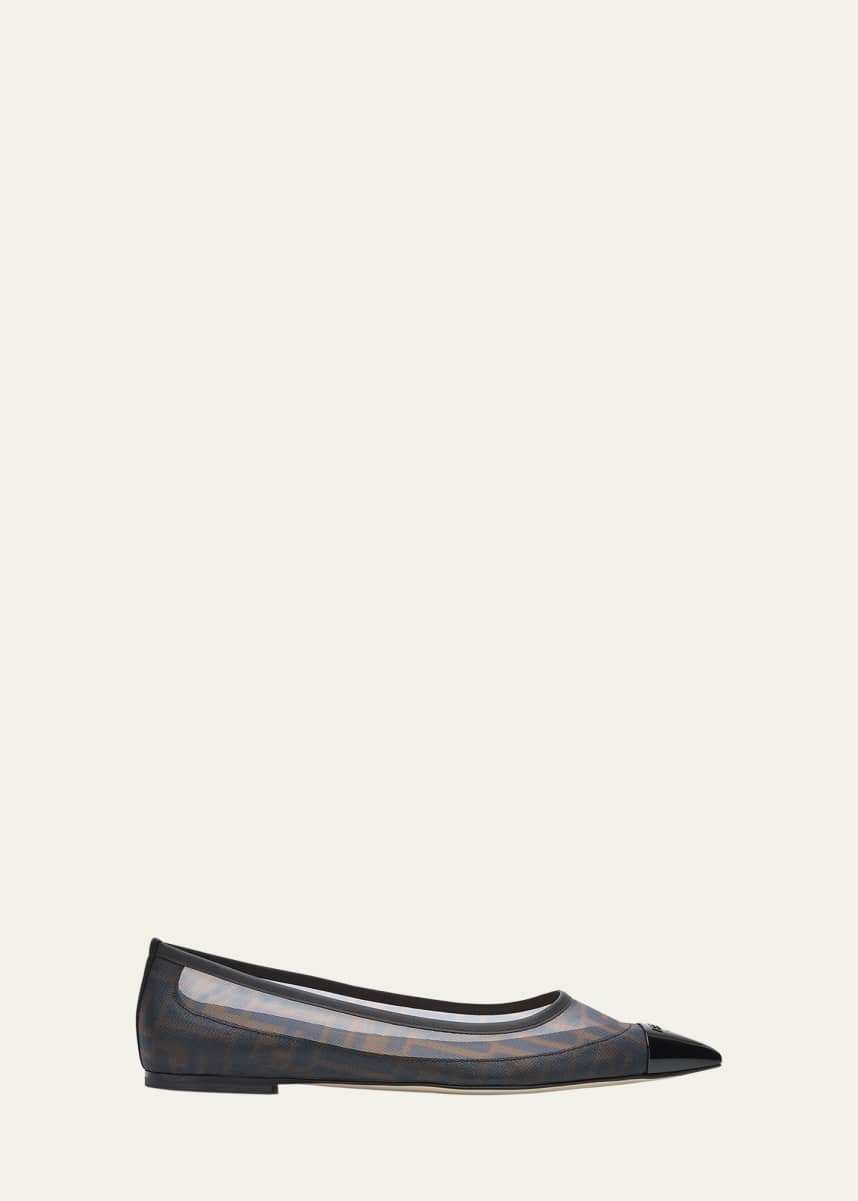 Fendi Colibri FF Mesh Pointed Ballerina Flats