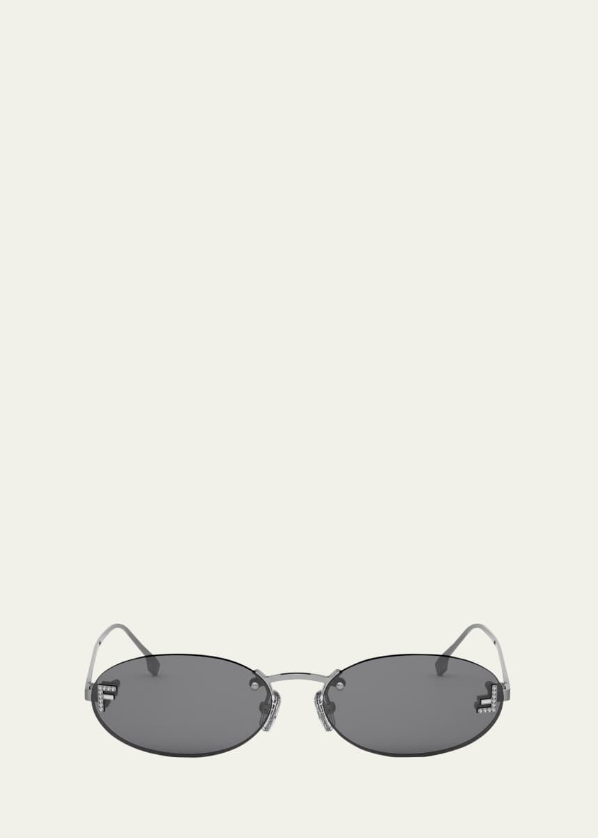 Fendi FF Crystal Metal Oval Sunglasses