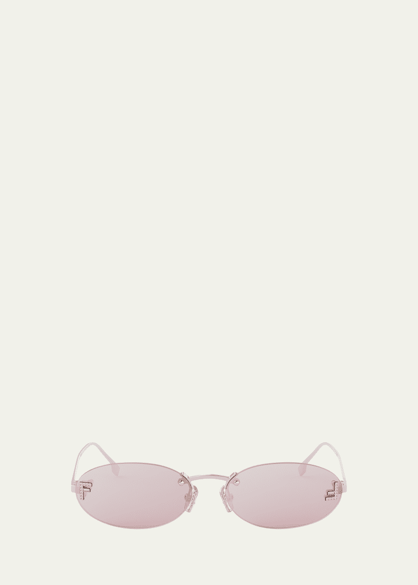 Fendi FF Crystal Metal Oval Sunglasses