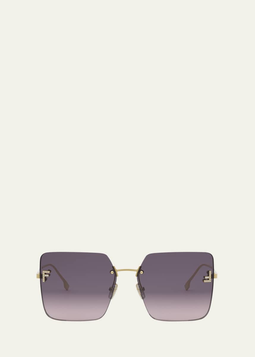 Fendi Oversized Rimless Square Metal & Nylon Sunglasses