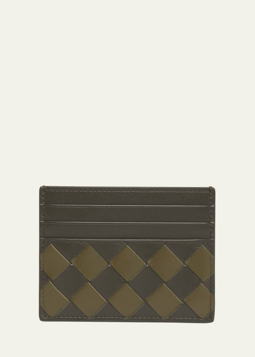 Bottega Veneta Men's Intrecciato 15 Avenue Check Card Case