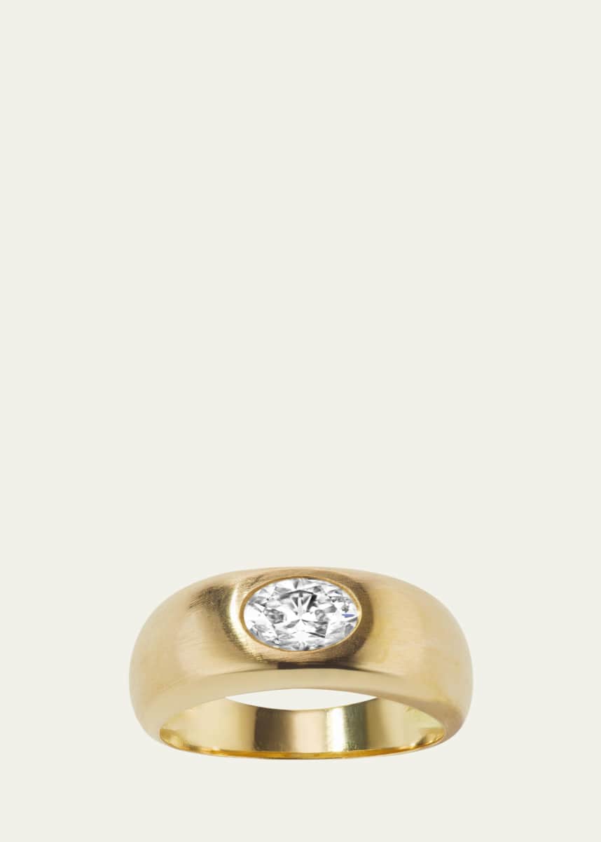 Aaryah 18K Yellow Gold Natural Oval Diamond Shani Ring, Size 5.75