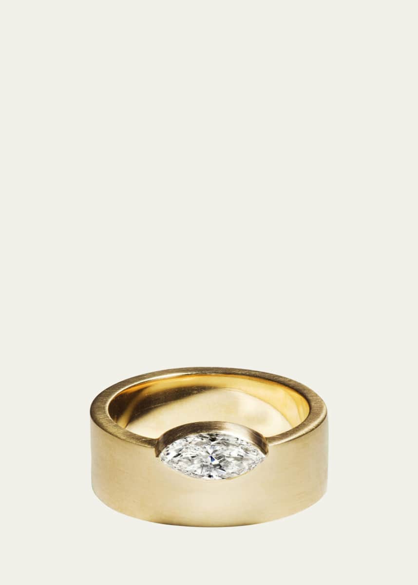 Aaryah 18K Yellow Gold Natural Marquise Diamond Aankh Ring, Size 6.5
