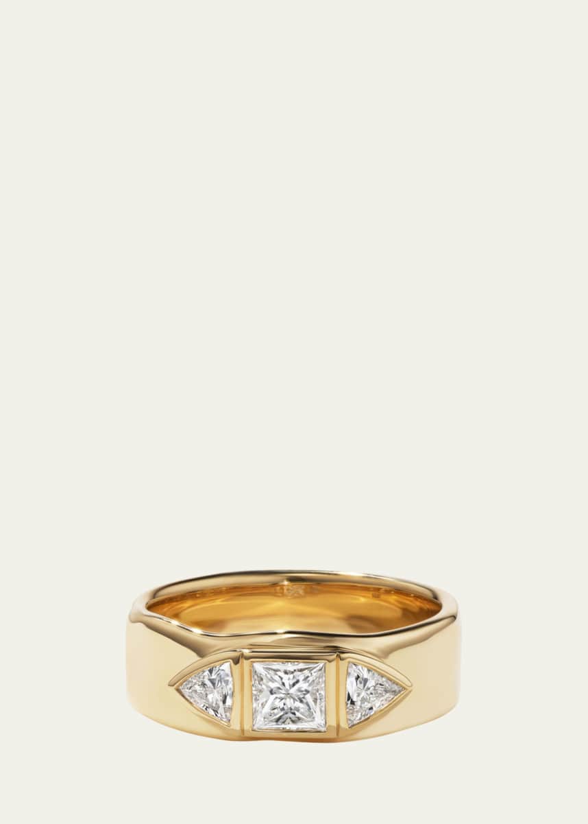 Aaryah 18K Yellow Gold 3 Stone Natural Diamond Minas Ring, Size 6.75