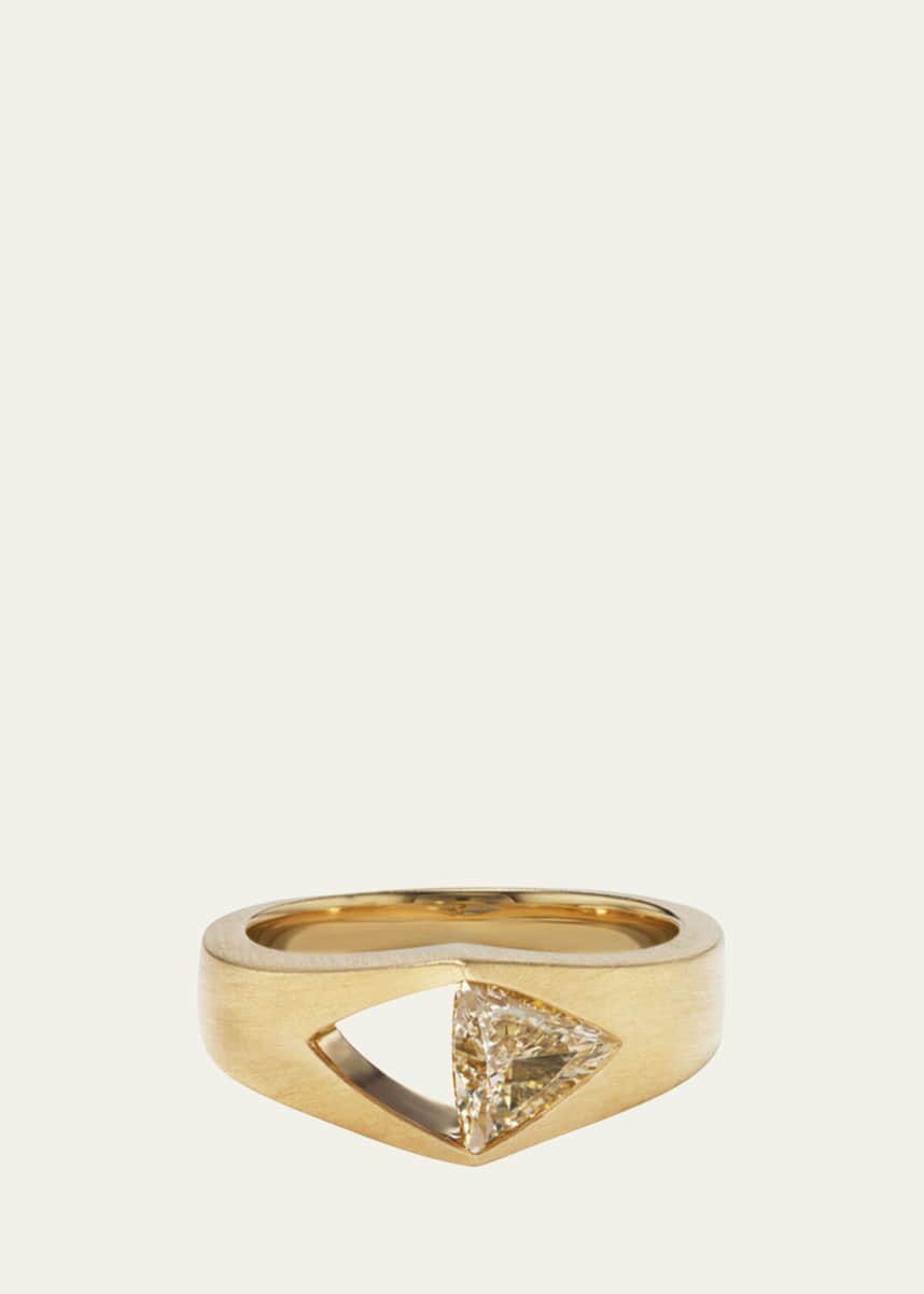 Aaryah 18K Yellow Gold Natural Brown Triangle Diamond Trikona II Ring, Size 7