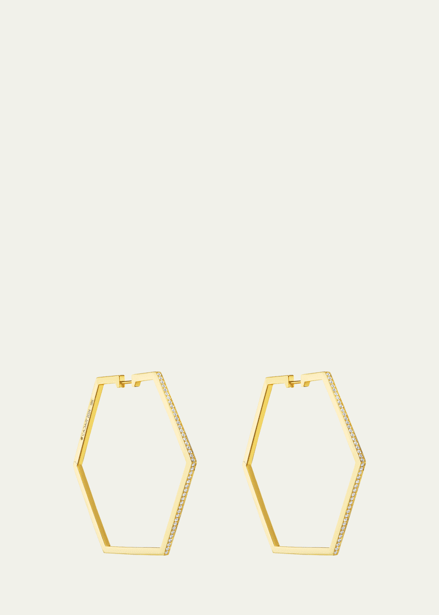 CADAR 18K Yellow Gold B HOME Hoop Earrings with Diamonds, 50mm