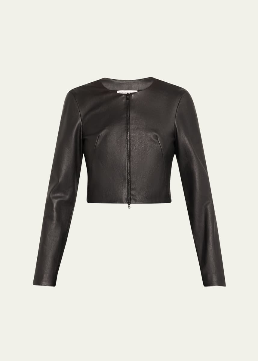 Susan Bender Stretch Lambskin Leather Cardigan