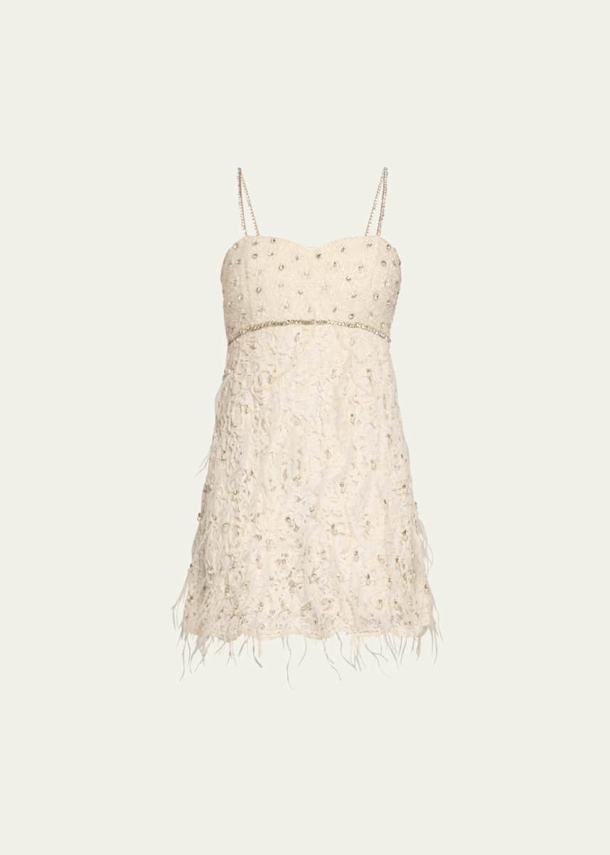 LoveShackFancy Brianne Embellished Lace Mini Dress