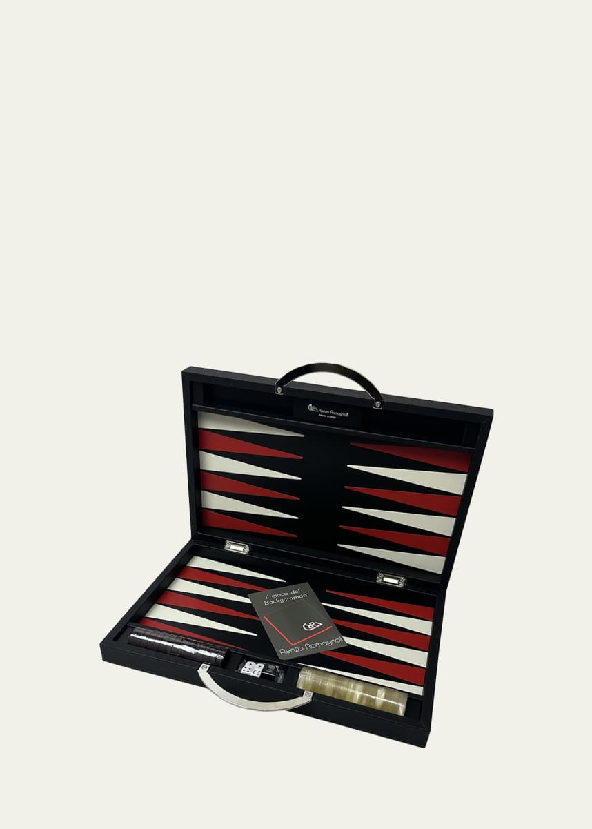 Renzo Romagnoli Small Leather Travel Backgammon Set