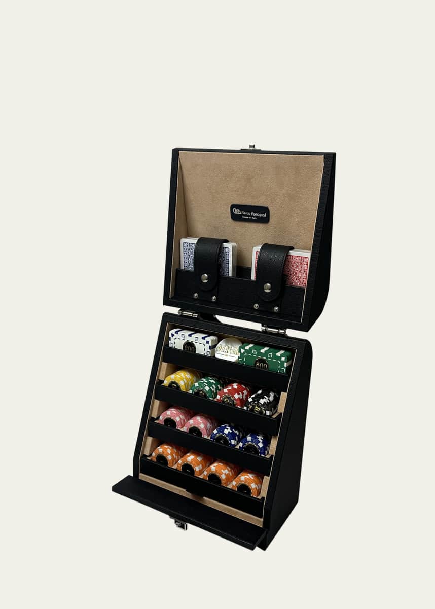 Renzo Romagnoli Dollaro Leather Vertical Poker Set