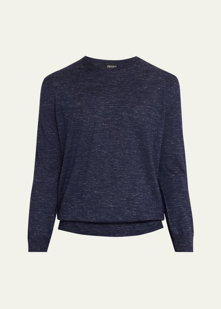 ZEGNA Men's Cashmere, Silk and Linen Crewneck Sweater