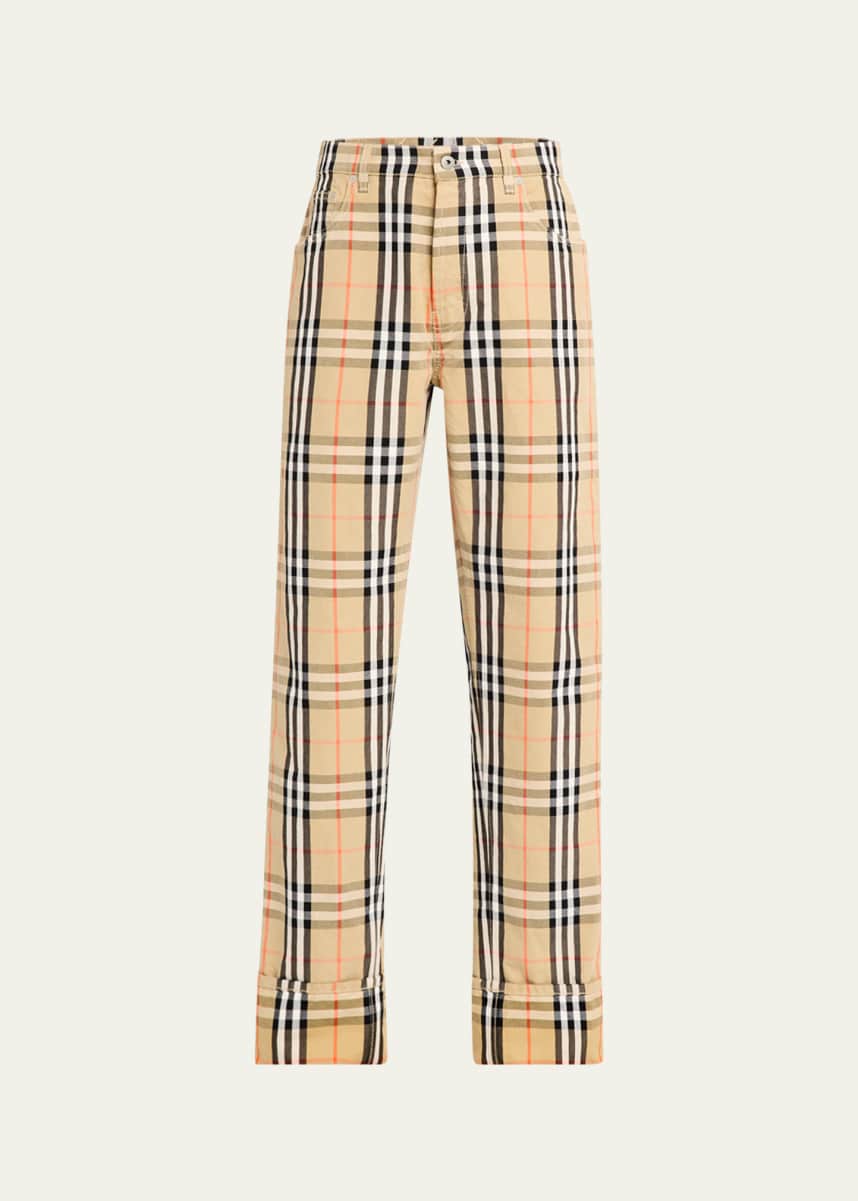 Burberry Men's Slim Check Denim Pants
