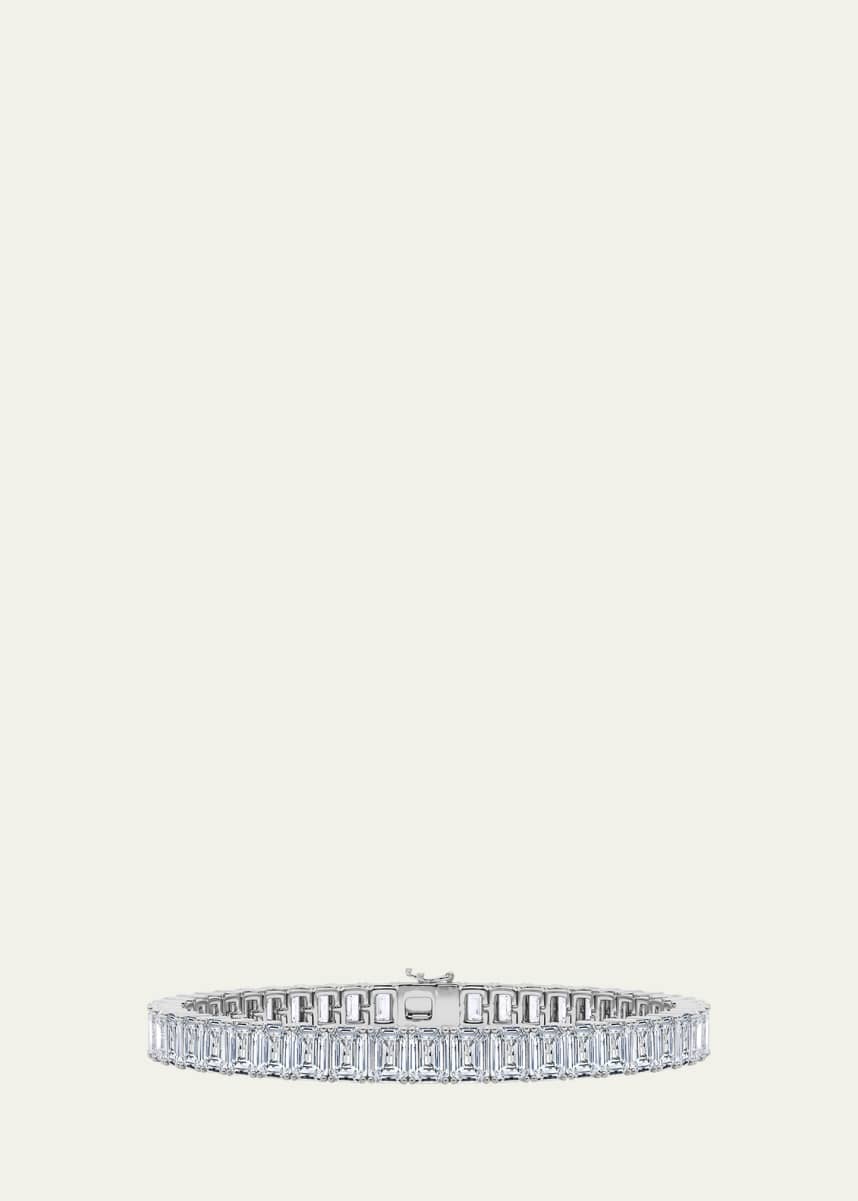 HauteCarat 18K Vertical Emerald Lab Grown Diamond Tennis Bracelet